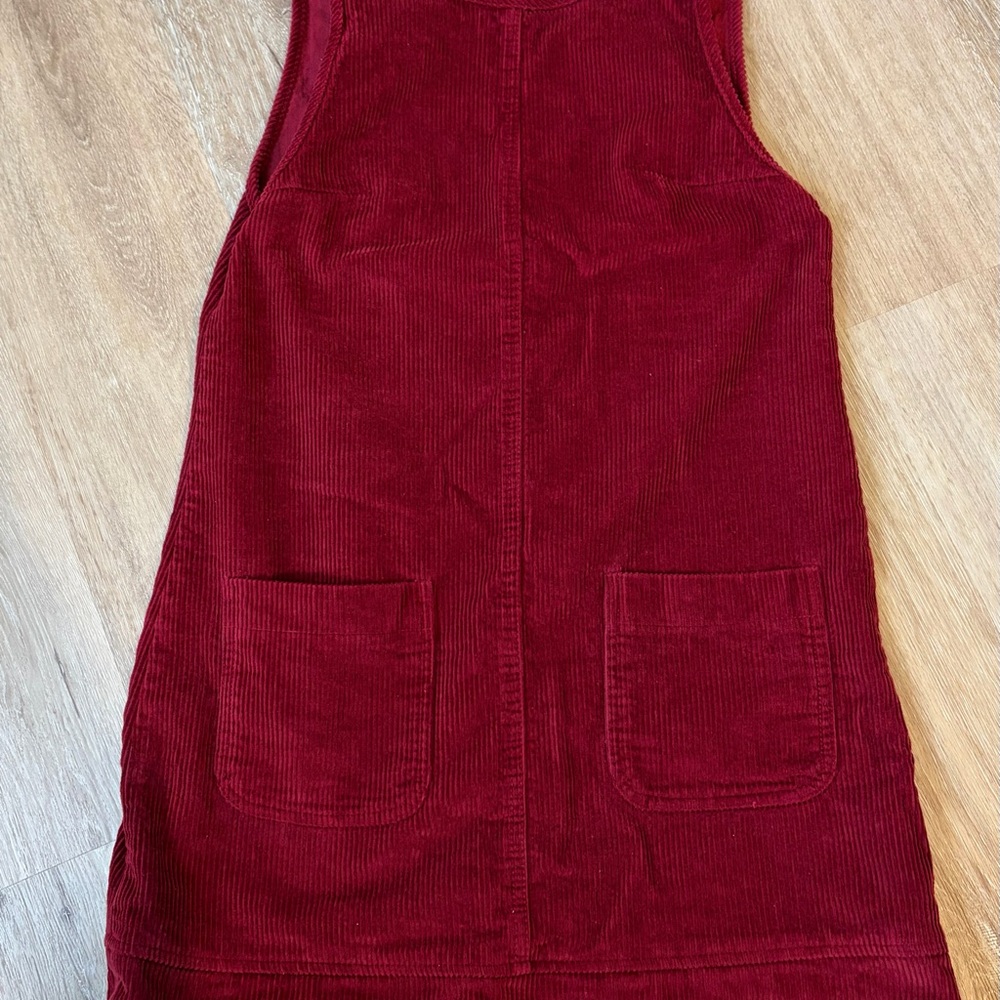 Burgundy Corduroy Dress with Pockets - Picture 2 of 3